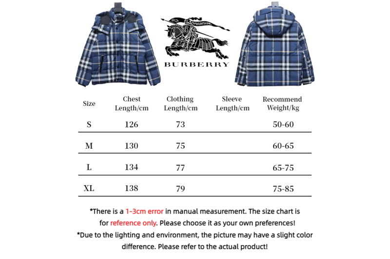 Burberry Blue Check Puff Down Jacket