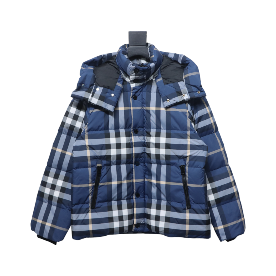 Burberry Blue Check Puff Down Jacket