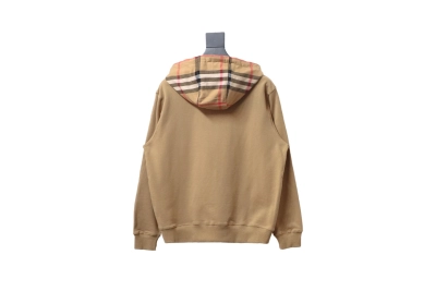 Brand Check Hood Cotton Beige Zip Up Hoodie 02