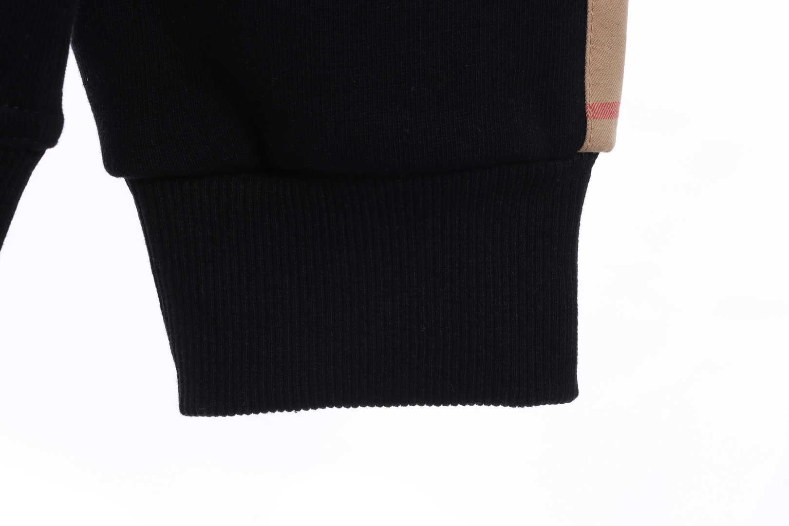 Brand Double Sleeve Check Lettering Zip Hoodie Black