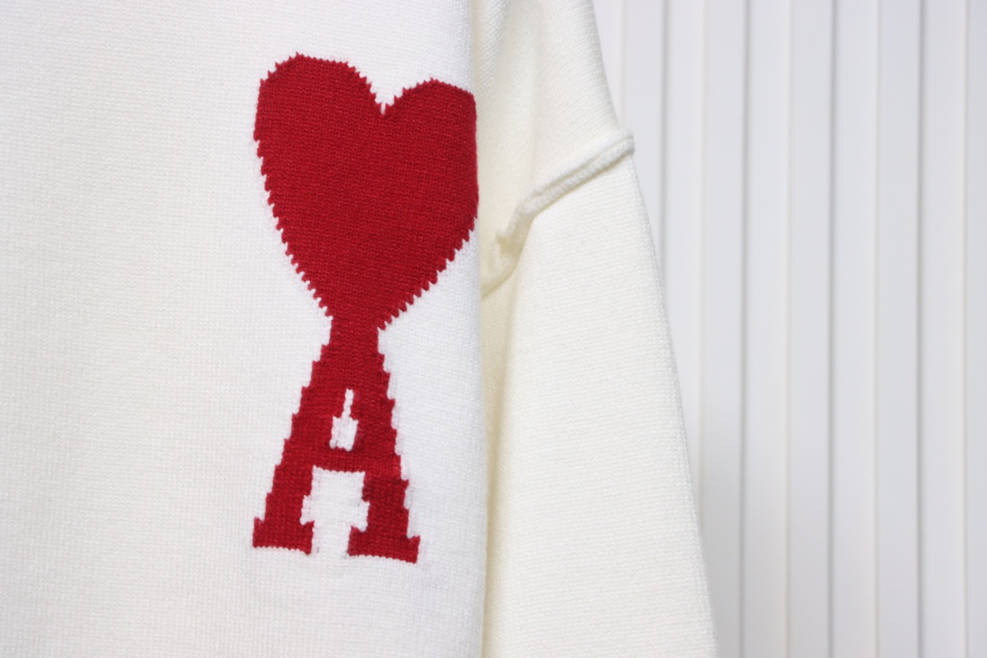 Ami Crewneck Sweater Off White/Red