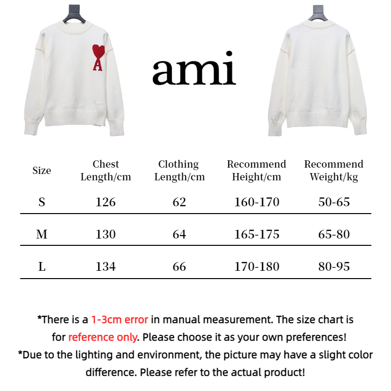Ami Crewneck Sweater Off White/Red