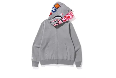 BAPE ABC Camo Shark Wide Fit Full Zip Double Hoodie Gray 01
