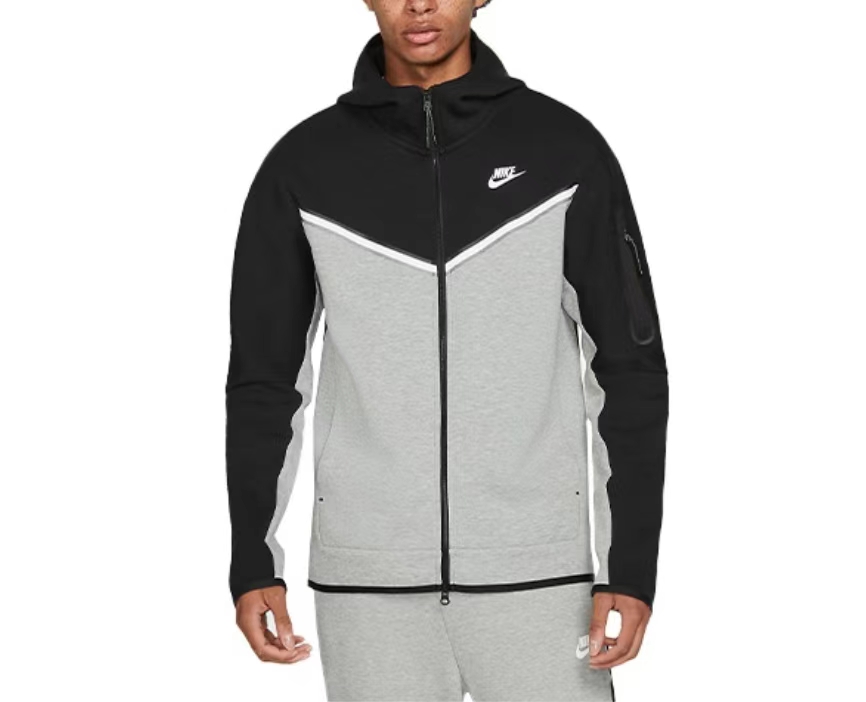 Nike Sportswear Tech Fleece Full Zip Hoodie & Joggers Set Black/Dark Grey Heather/White