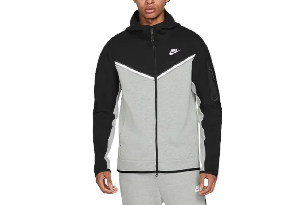 Nike Sportswear Tech Fleece Full Zip Hoodie & Joggers Set Black/Dark Grey Heather/White