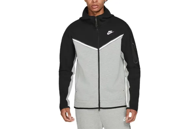 Nike Sportswear Tech Fleece Full Zip Hoodie & Joggers Set Black/Dark Grey Heather/White