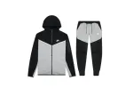 Nike Sportswear Tech Fleece Full Zip Hoodie & Joggers Set Black/Dark Grey Heather/White