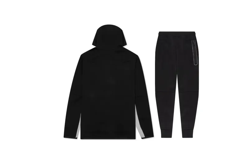 Nike Sportswear Tech Fleece Full Zip Hoodie & Joggers Set Black/Dark Grey Heather/White