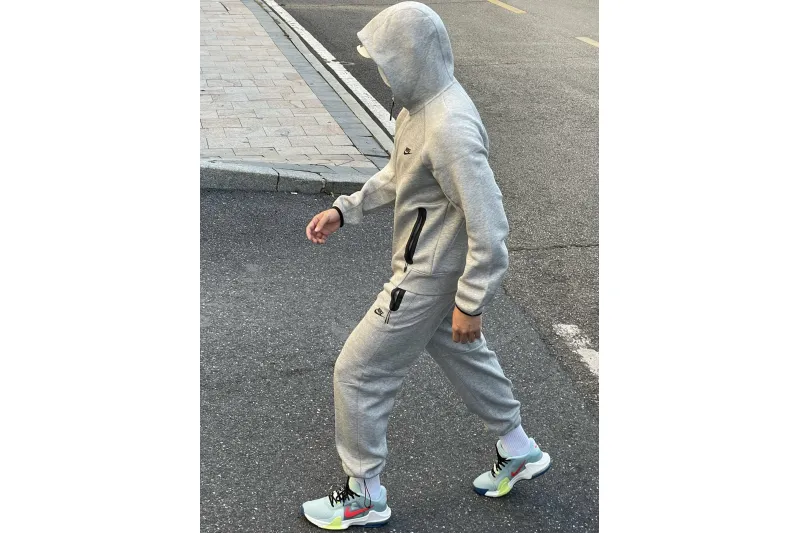 Nike Sportswear Tech Fleece Full-Zip Hoodie & Joggers Set Dark Heather Grey/Black