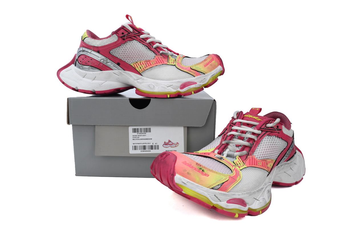 Balenciaga Stapler Sneaker White Red and Yellow 803682 W3ST4 9571