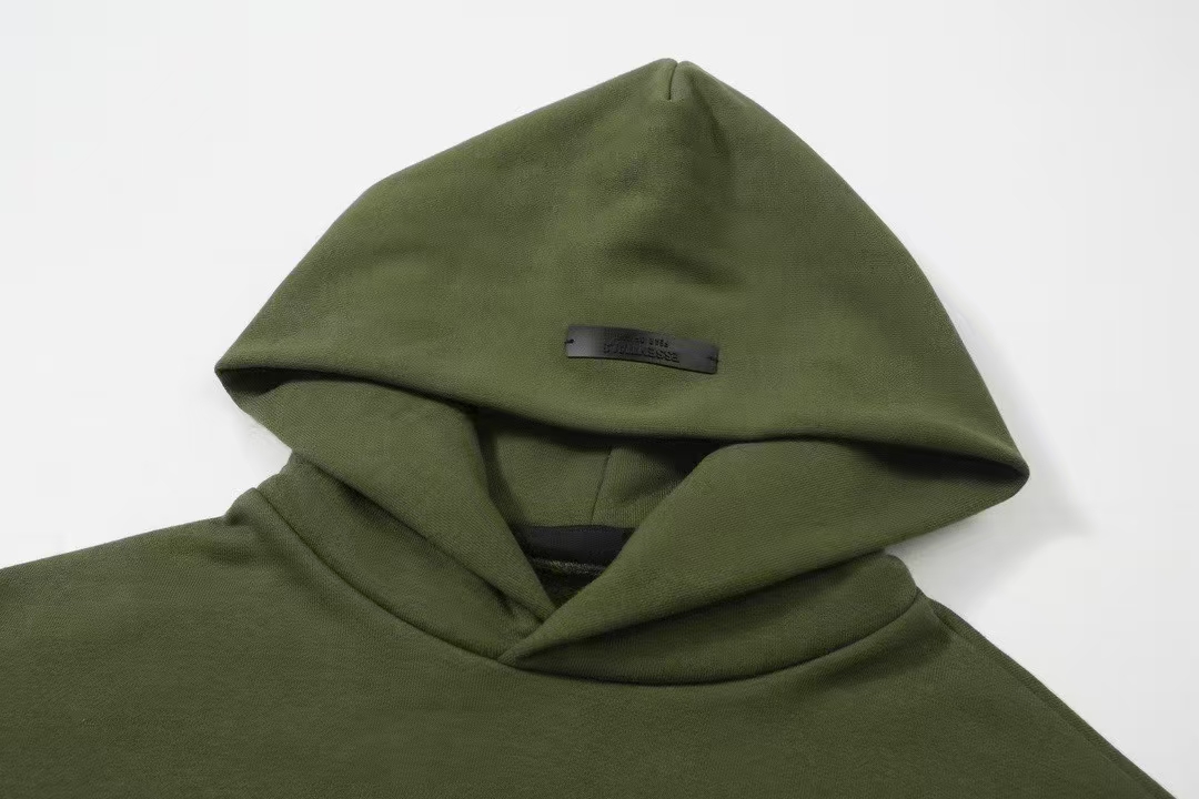 RSNOW Fear of God Essentials Fleece Hoodie Black/Dark Heather/Military