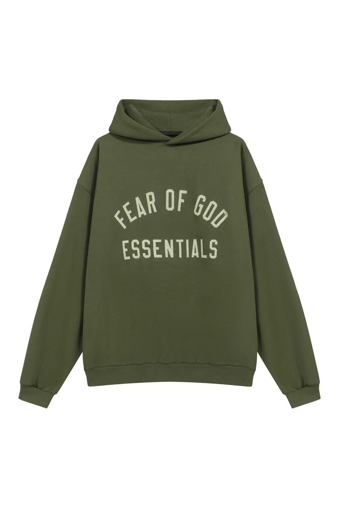 RSNOW Fear of God Essentials Fleece Hoodie Black/Dark Heather/Military