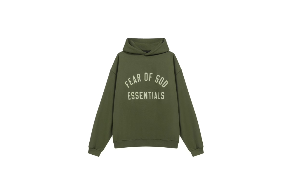 RSNOW Fear of God Essentials Fleece Hoodie Black/Dark Heather/Military