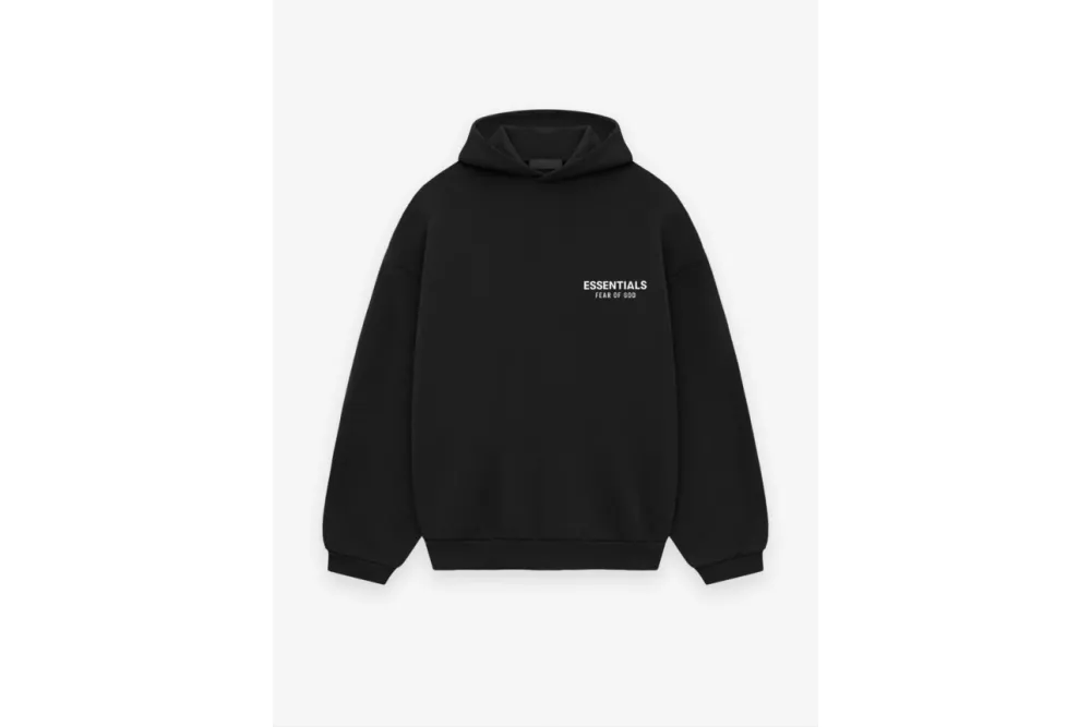 Fear of God Essentials Fleece Hoodie in Black/Desert Sand