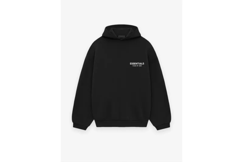 Fear of God Essentials Fleece Hoodie in Black/Desert Sand
