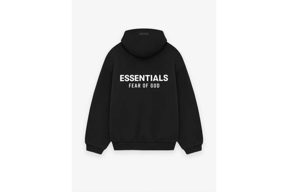 Fear of God Essentials Fleece Hoodie in Black/Desert Sand