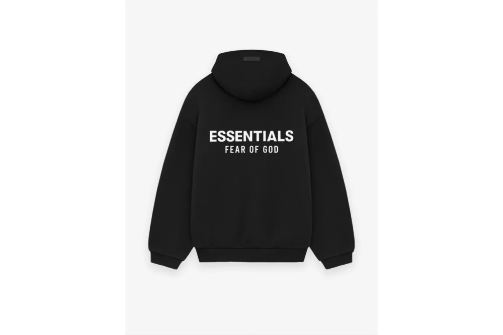 Fear of God Essentials Fleece Hoodie in Black/Desert Sand