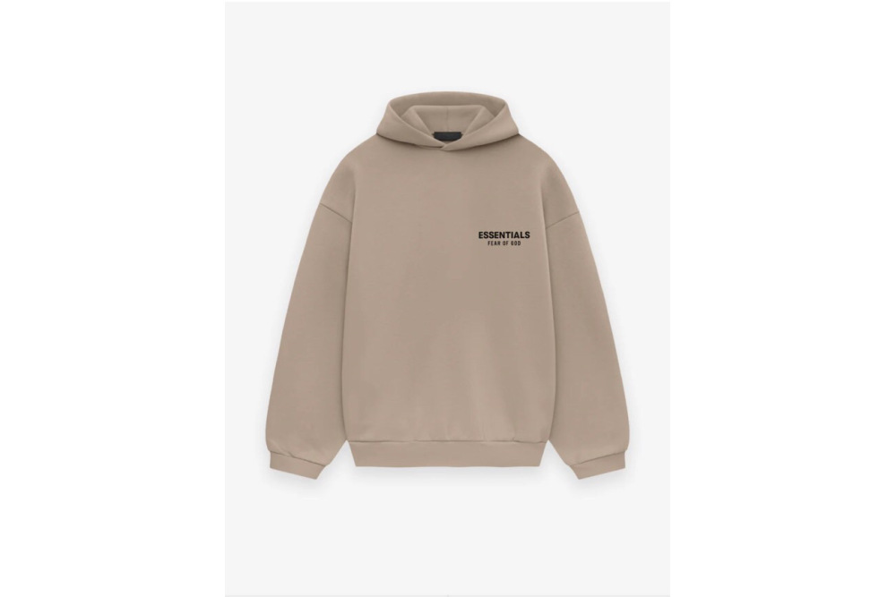 Fear of God Essentials Fleece Hoodie in Black/Desert Sand