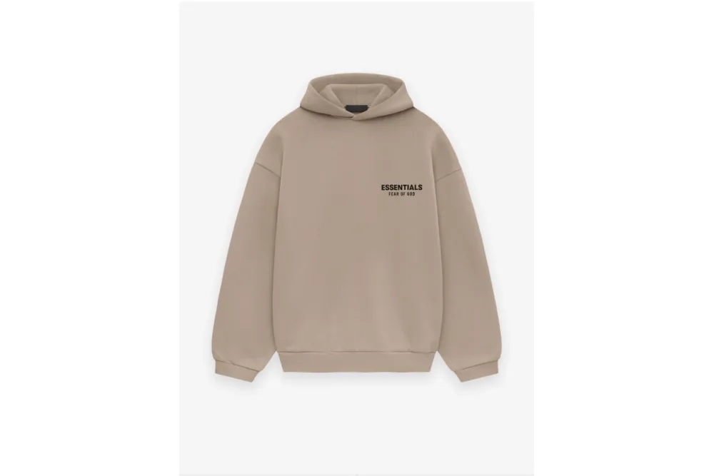 Fear of God Essentials Fleece Hoodie in Black/Desert Sand