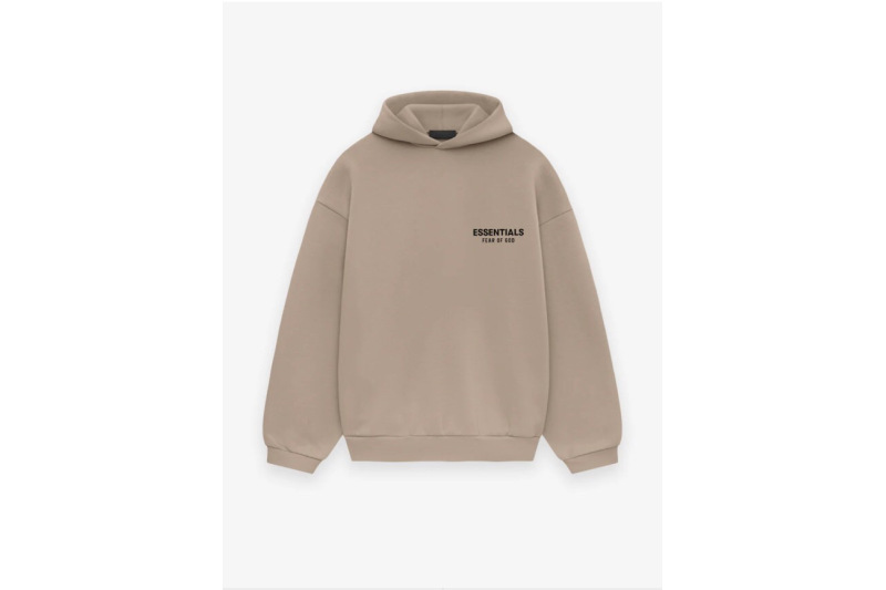 Fear of God Essentials Fleece Hoodie in Black/Desert Sand