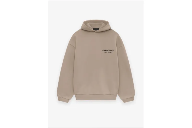 Fear of God Essentials Fleece Hoodie in Black/Desert Sand