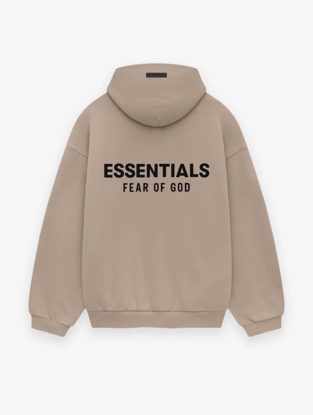 Fear of God Essentials Fleece Hoodie in Black/Desert Sand