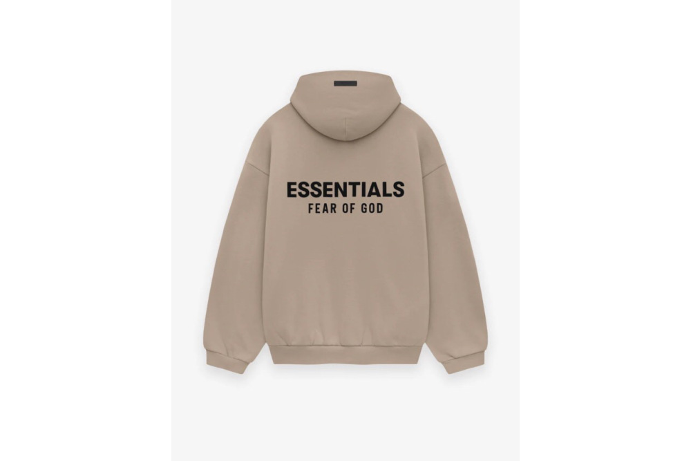 Fear of God Essentials Fleece Hoodie in Black/Desert Sand