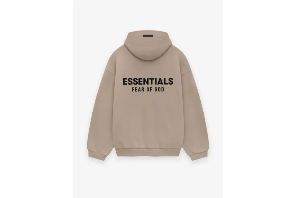 Fear of God Essentials Fleece Hoodie in Black/Desert Sand