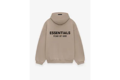 Fear of God Essentials Fleece Hoodie in Black/Desert Sand 02