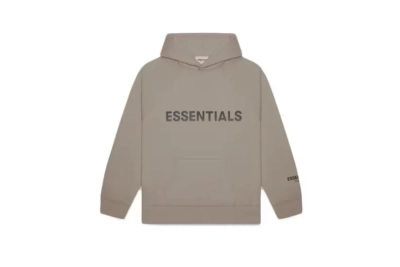 Fear of God Essentials Pullover Hoodie Applique Logo Taupe 01