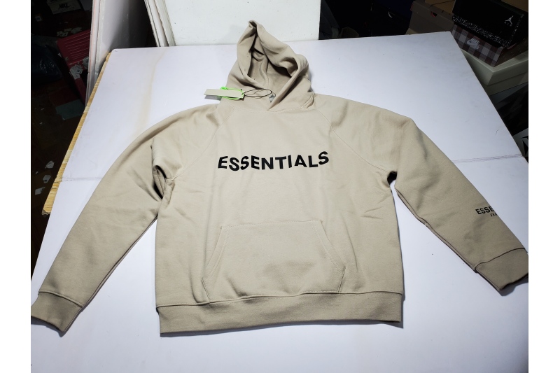 Fear of God Essentials Pullover Hoodie Applique Logo Taupe