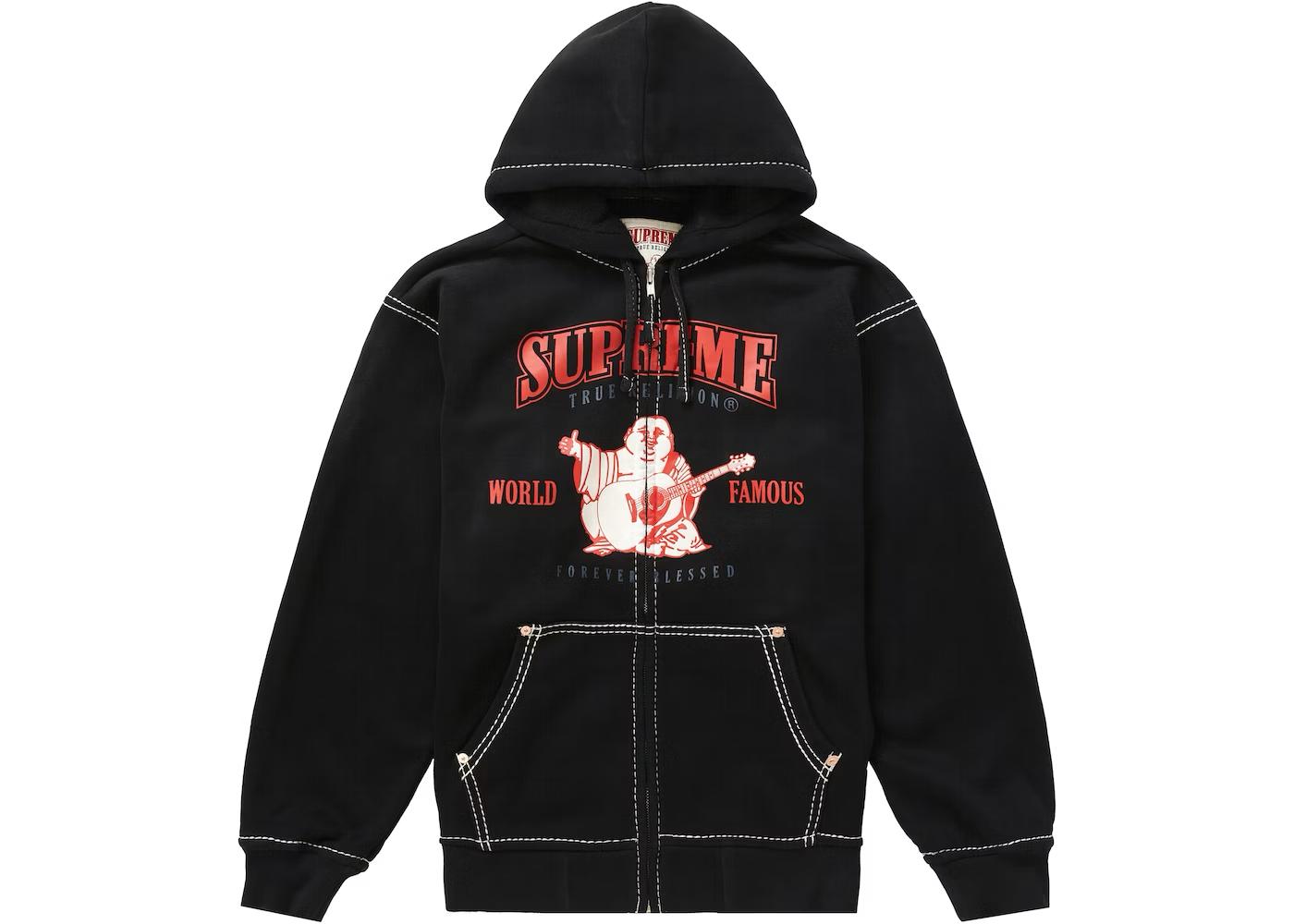 Designed True Religion Zip Up Hooded Sweatshirt Black