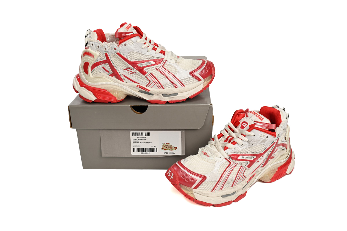 Balenciaga Runner Sneaker White Red 677403 W3RB2 9060