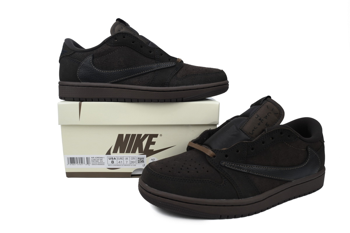 Jordan 1 Travis Scott Velvet Brown Fake