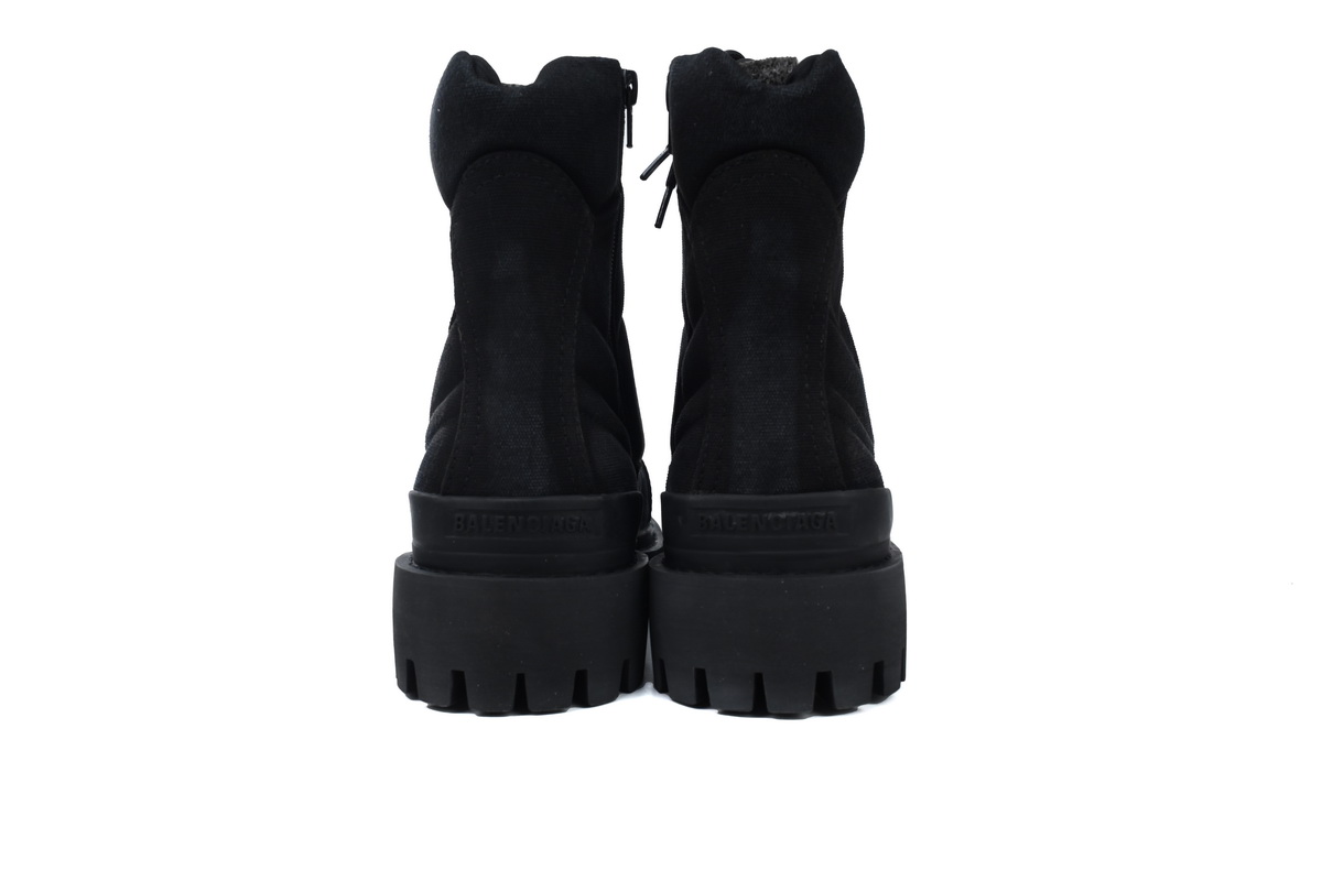 Balenciaga Black Canvas Distressed Strike Boots