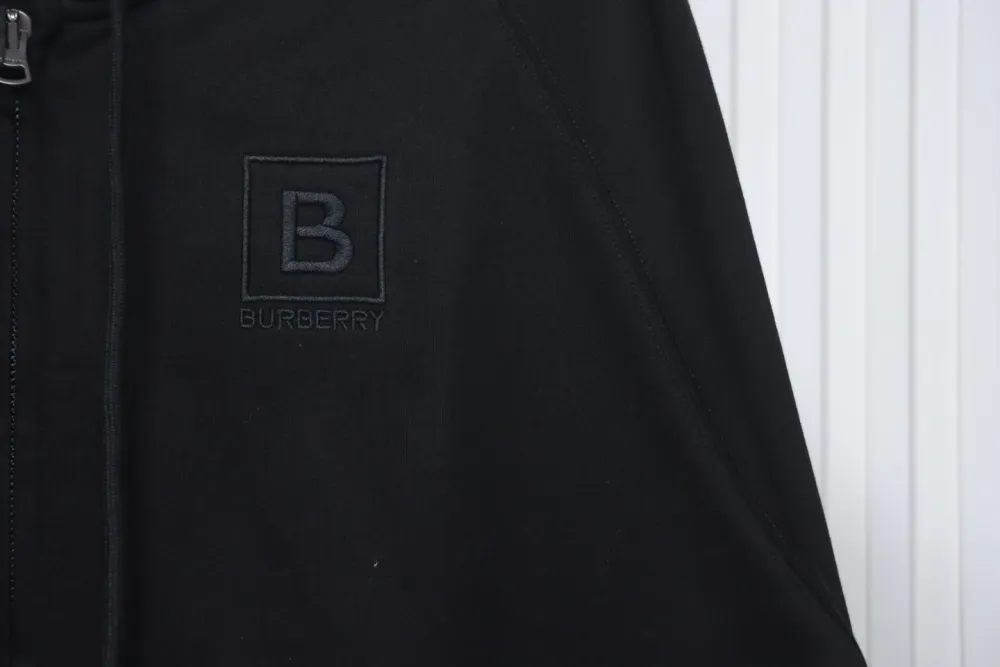 Burberry Zip Up Hoodie With Check Hood Black Archive Beige