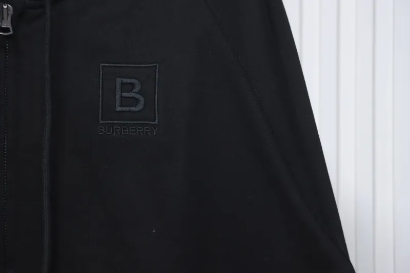 Burberry Zip Up Hoodie With Check Hood Black Archive Beige