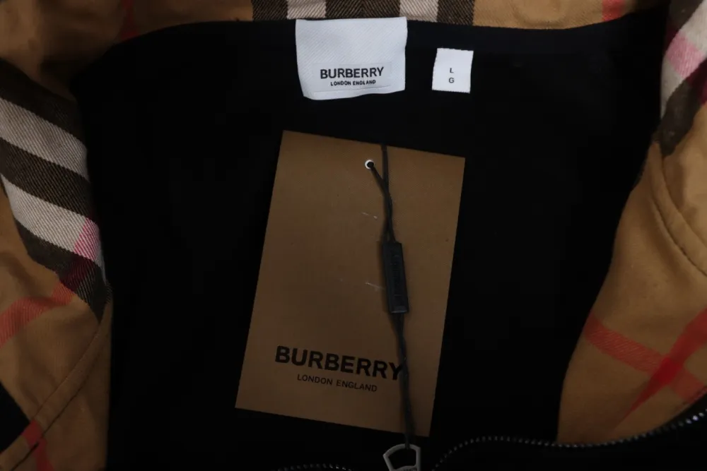 Burberry Zip Up Hoodie With Check Hood Black Archive Beige
