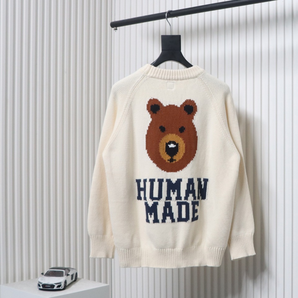 Human Made Bear Raglan Knit Sweater Beige