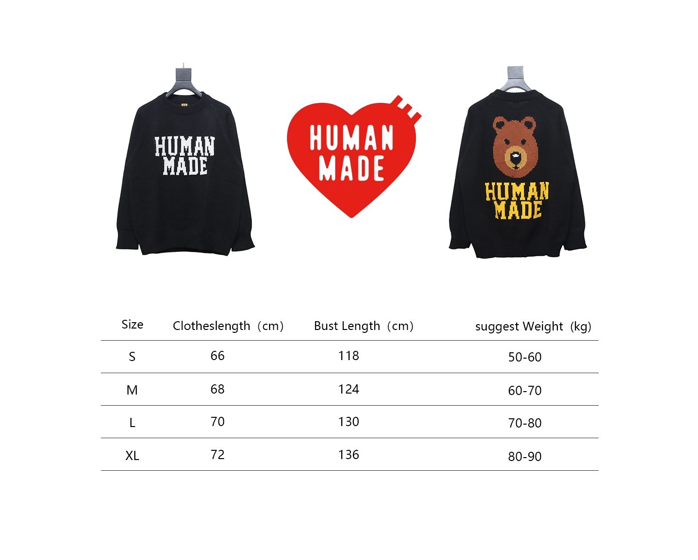 Human Made Bear Raglan Knit Sweater Navy