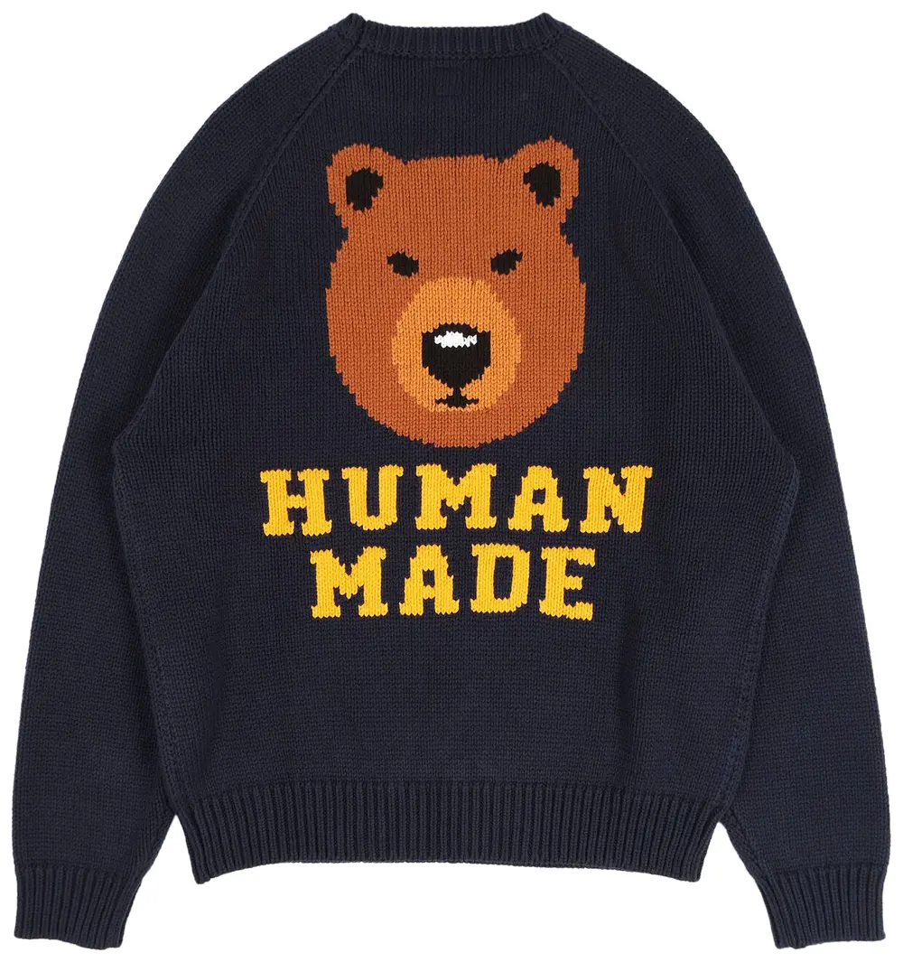 Human Made Bear Raglan Knit Sweater Navy