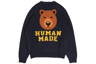 Human Made Bear Raglan Knit Sweater Navy 01