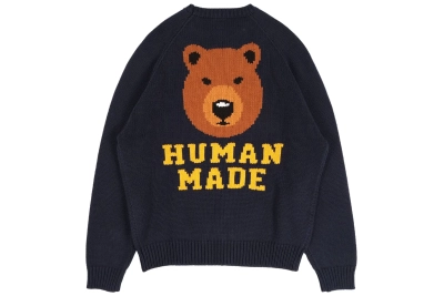 Human Made Bear Raglan Knit Sweater Navy 01