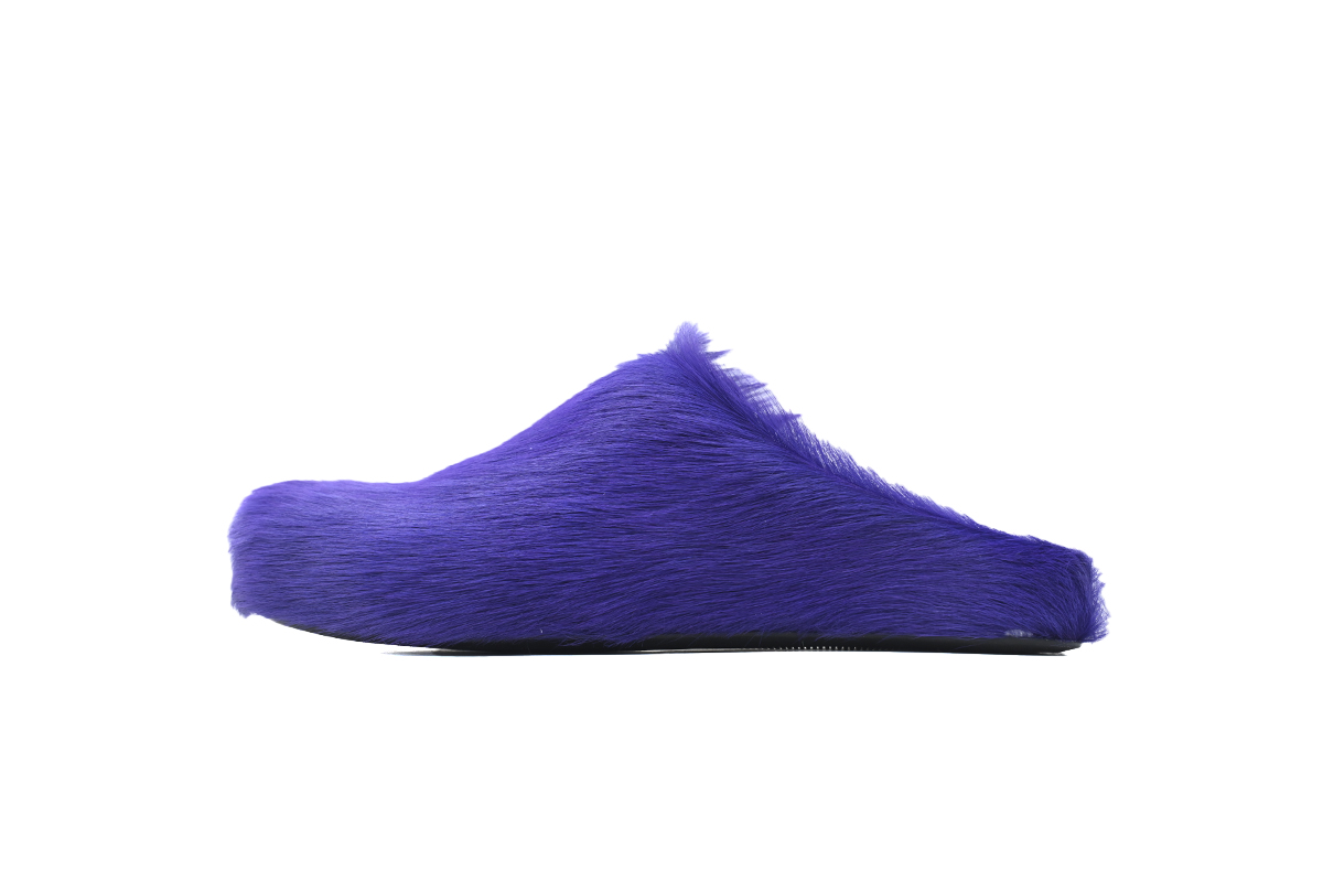 MARNI Long-Hair Calfskin Fussbett Sabot Purple