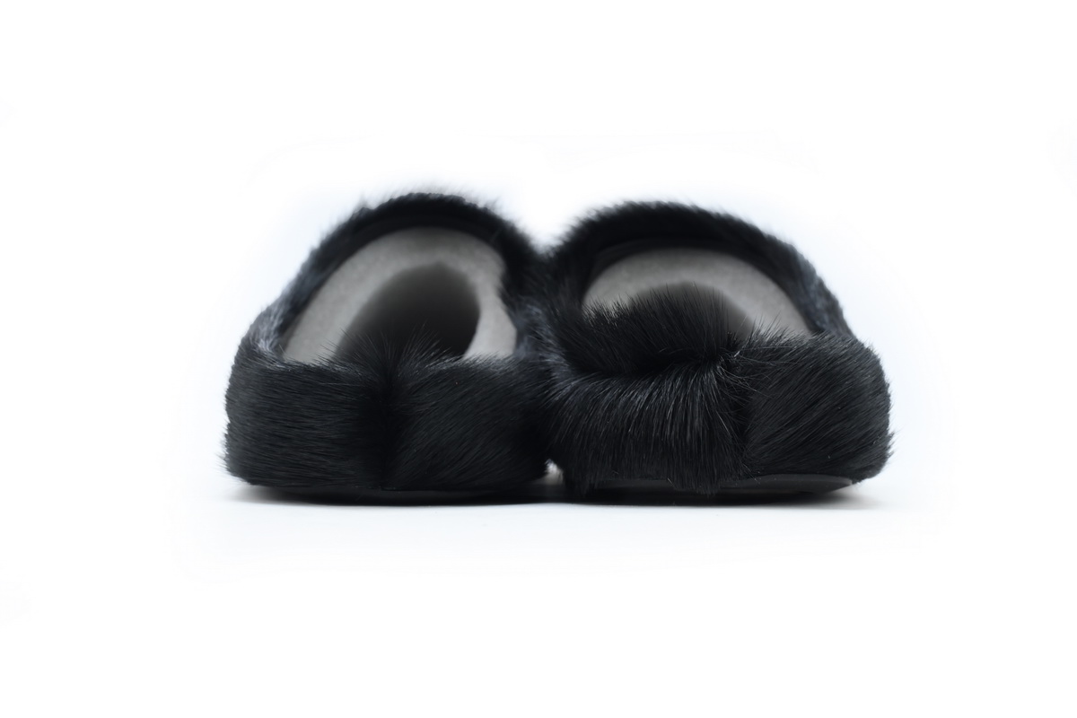 MARNI Long-Hair Calfskin Fussbett Sabot Black
