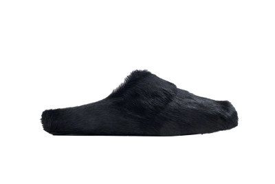 MARNI Long-Hair Calfskin Fussbett Sabot Black 02