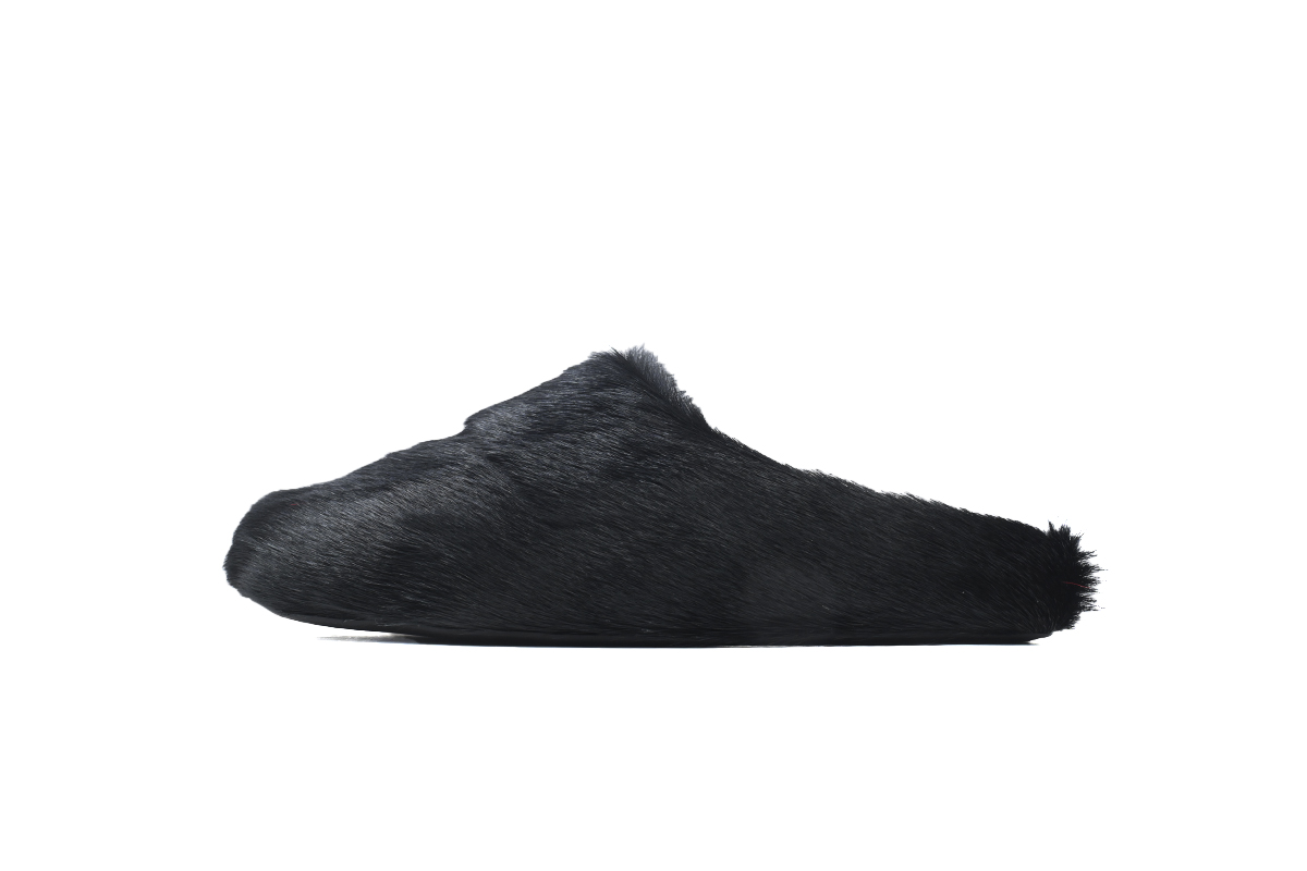 MARNI Long-Hair Calfskin Fussbett Sabot Black