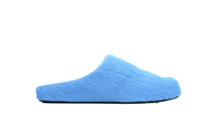 MARNI Long-Hair Calfskin Fussbett Sabot Blue 02