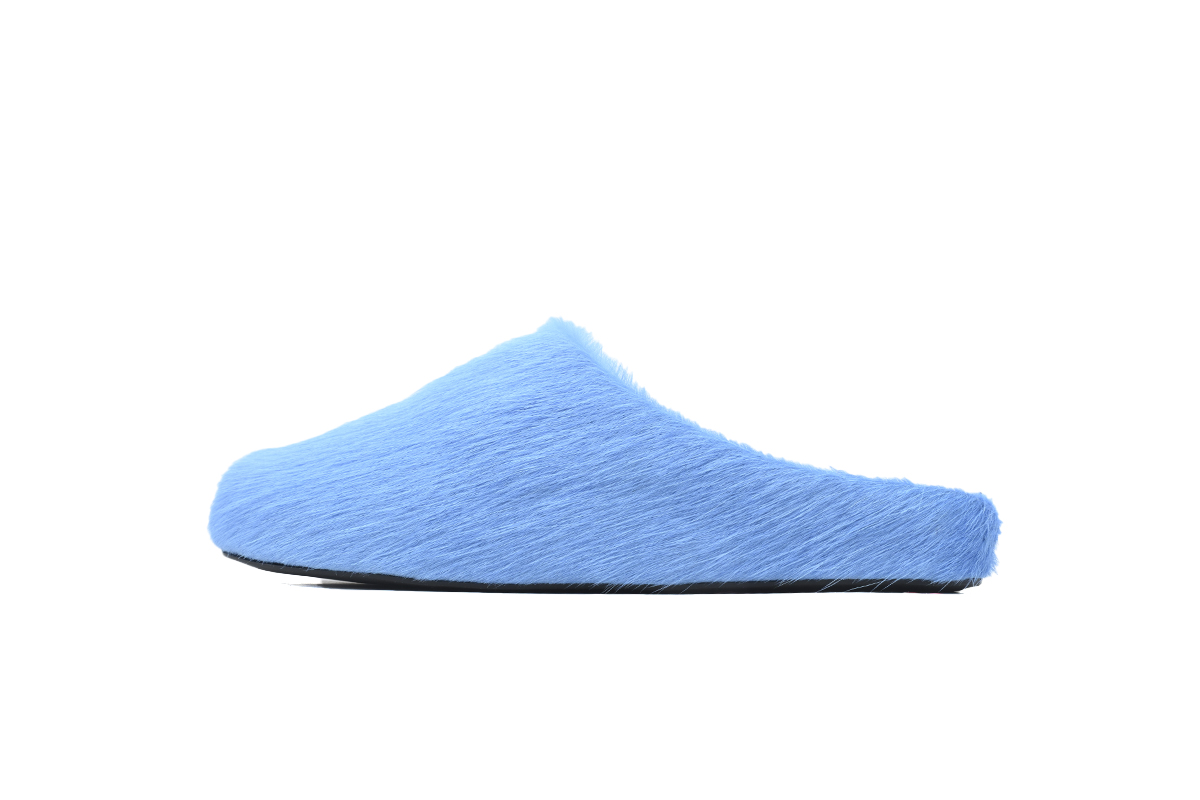 MARNI Long-Hair Calfskin Fussbett Sabot Blue