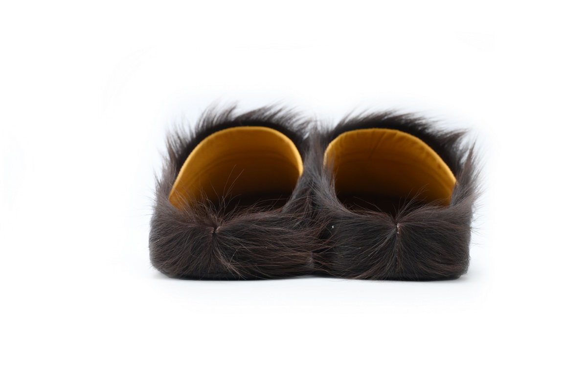 MARNI Long-Hair Calfskin Fussbett Sabot Brown